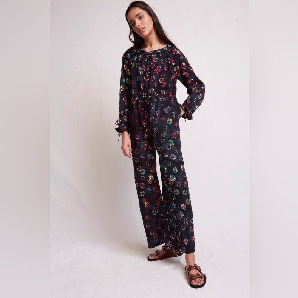 Warm Vogue Collection Abstract Print 100% Cotton Jumpsuit NWT Medium
